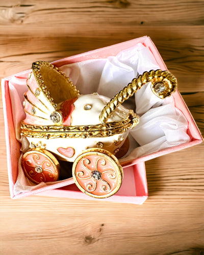 Pequeno Carrinho de Contos de Fadas para joias, tesouros - Elegância Real, personalização com gravação