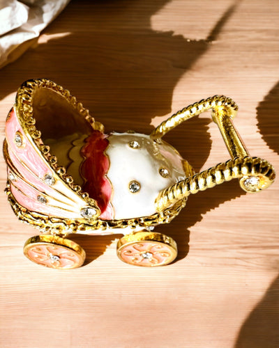 Pequeno Carrinho de Contos de Fadas para joias, tesouros - Elegância Real, personalização com gravação