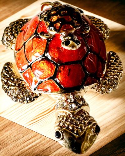 Lādīte "Bruņurupuču Ģimene" - oranža krāsa, personalizācija ar gravējumu