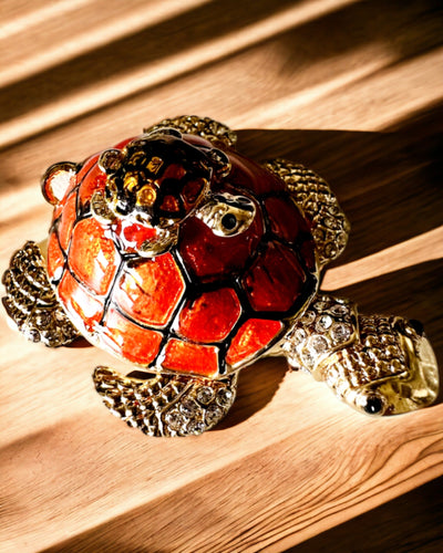 Lādīte "Bruņurupuču Ģimene" - oranža krāsa, personalizācija ar gravējumu