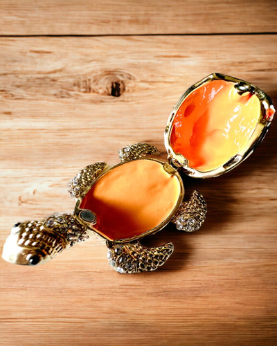 Lādīte "Bruņurupuču Ģimene" - oranža krāsa, personalizācija ar gravējumu