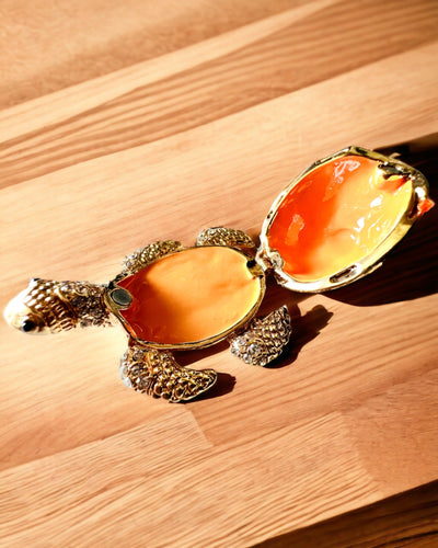 Lādīte "Bruņurupuču Ģimene" - oranža krāsa, personalizācija ar gravējumu