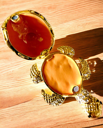 Lādīte "Bruņurupuču Ģimene" - oranža krāsa, personalizācija ar gravējumu