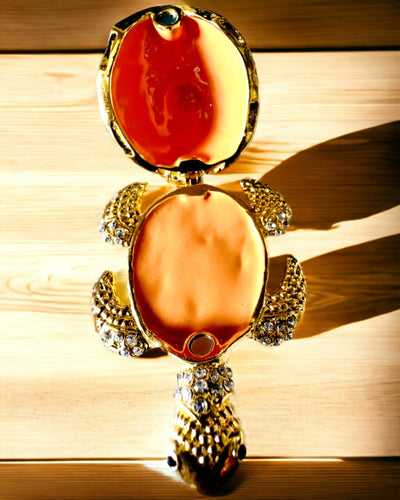 Szkatułka "Żółwiowa Rodzinka" - zelena boja, personalizacija gravurom