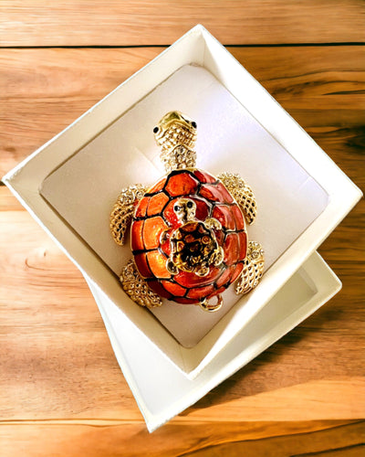 Lādīte "Bruņurupuču Ģimene" - oranža krāsa, personalizācija ar gravējumu