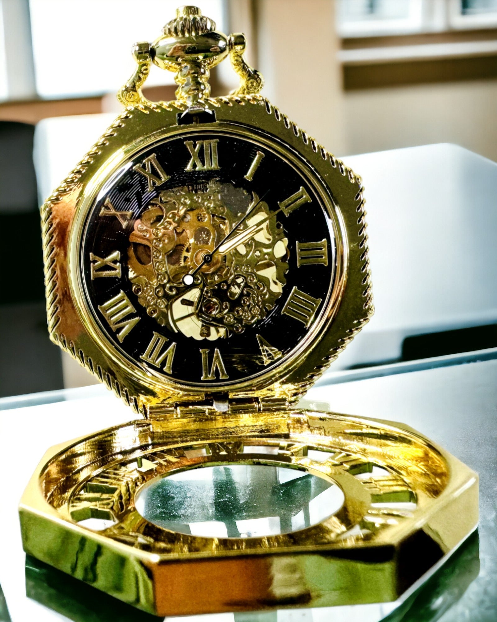 Exkluzivní Kapesní Hodinky ve Stylu Steampunk s Viditelným Mechanismem na Ciferníku - Klasická Elegance