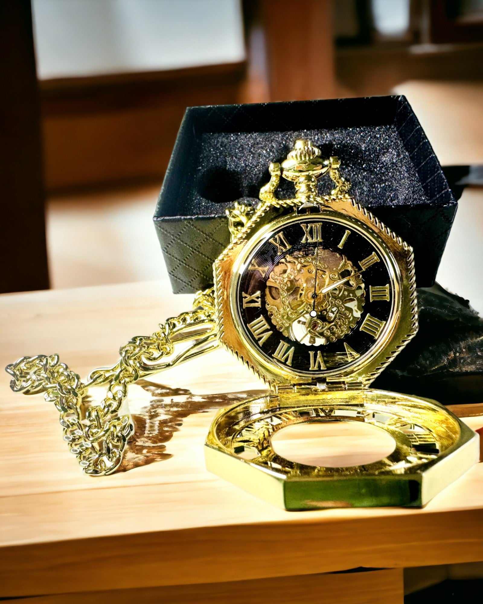 Exkluzivní Kapesní Hodinky ve Stylu Steampunk s Viditelným Mechanismem na Ciferníku - Klasická Elegance