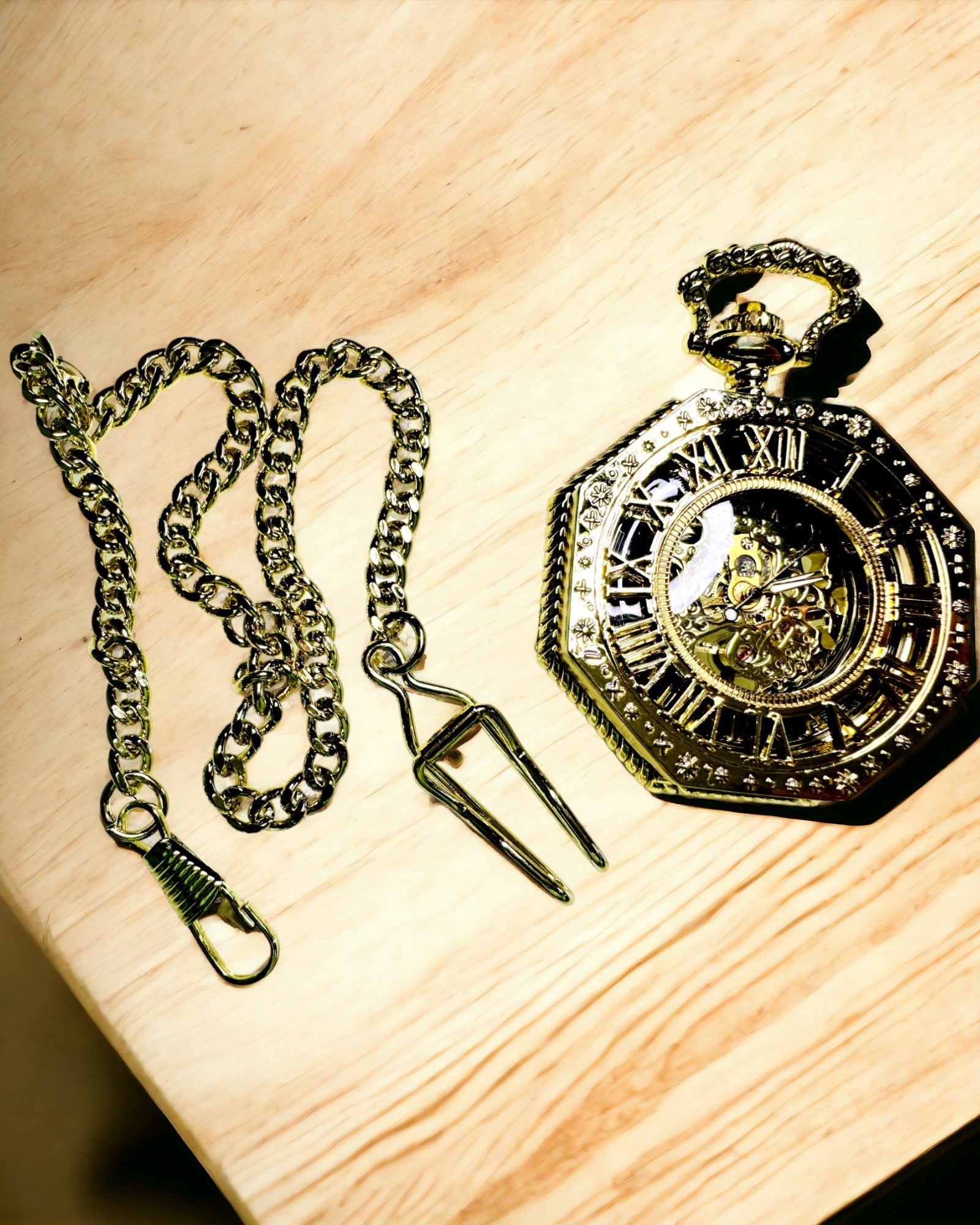 Exkluzivní Kapesní Hodinky ve Stylu Steampunk s Viditelným Mechanismem na Ciferníku - Klasická Elegance