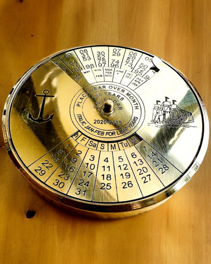 Kalendarium of Eternity 'Sea Sail' – Brass 100-Year Calendar, Engraving Option for a Gift