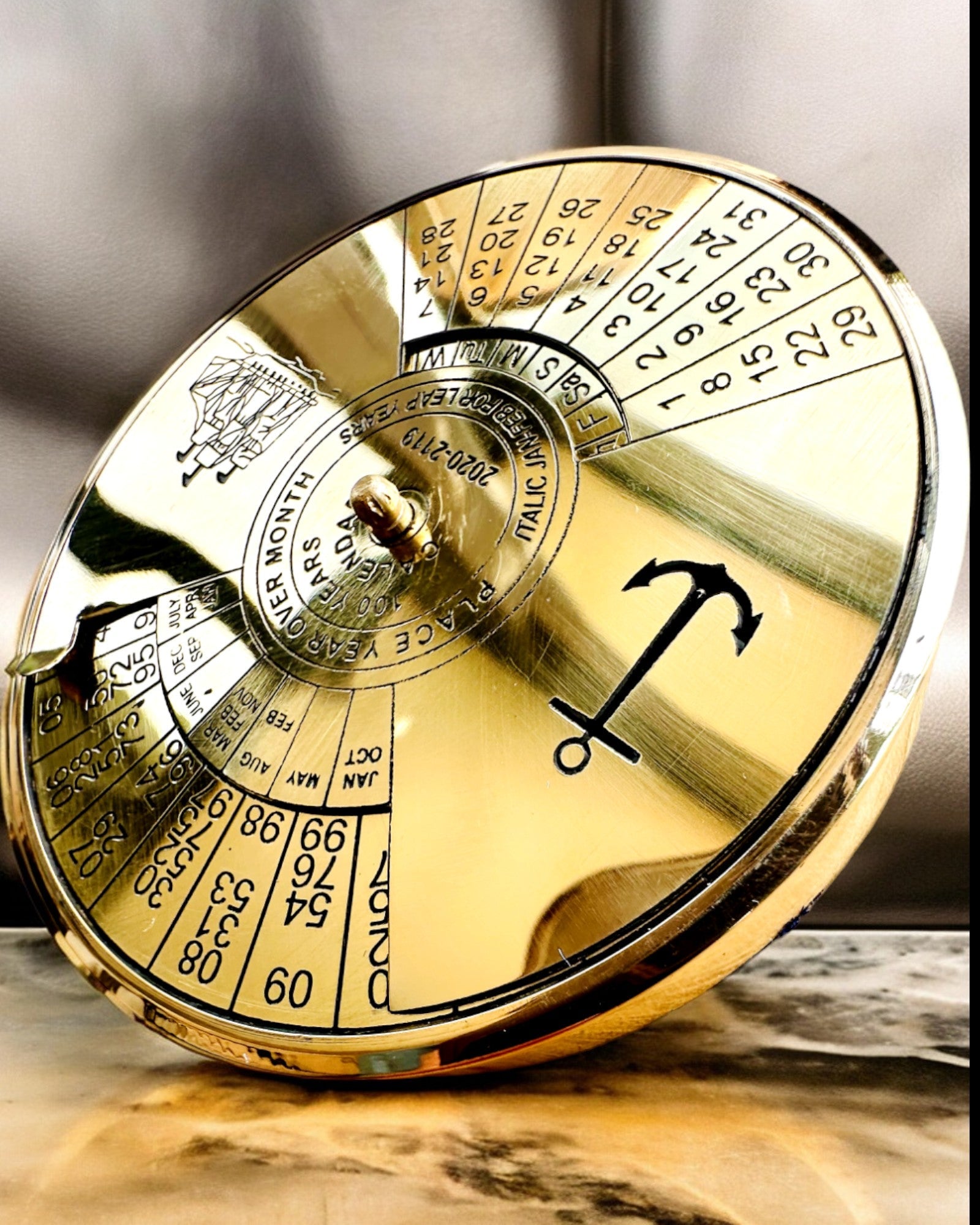 Kalendarium of Eternity 'Sea Sail' – Brass 100-Year Calendar, Engraving Option for a Gift