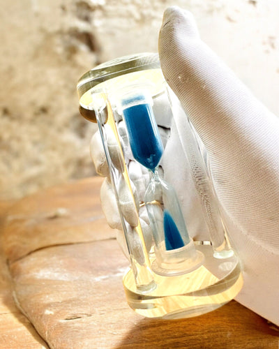 Hourglass "Blue Elegance", 10 cm in height, measures 10 minutes of time