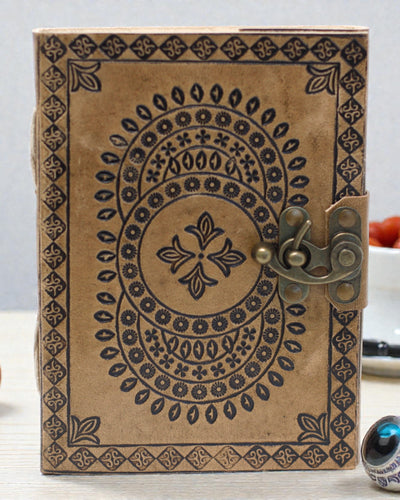 Caderno de notas em couro Mandala azul (18x13 cm)
