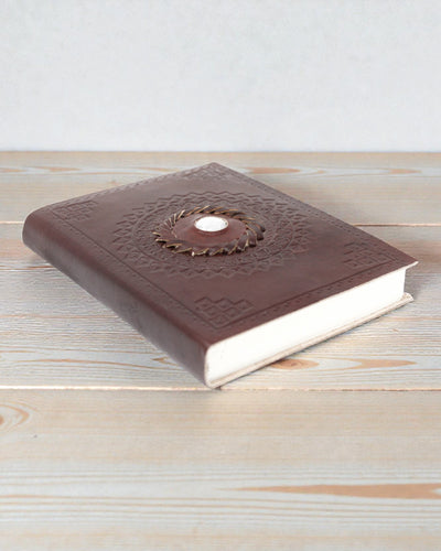 Leather Notebook Moonstone Luna Aura – 17 × 12 cm
