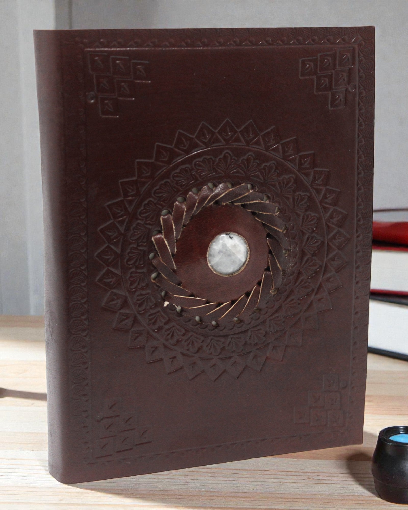 Leather Notebook Moonstone Luna Aura – 17 × 12 cm