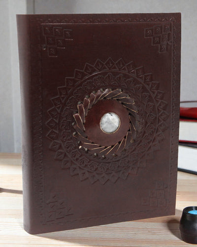 Leather Notebook Moonstone Luna Aura – 17 × 12 cm