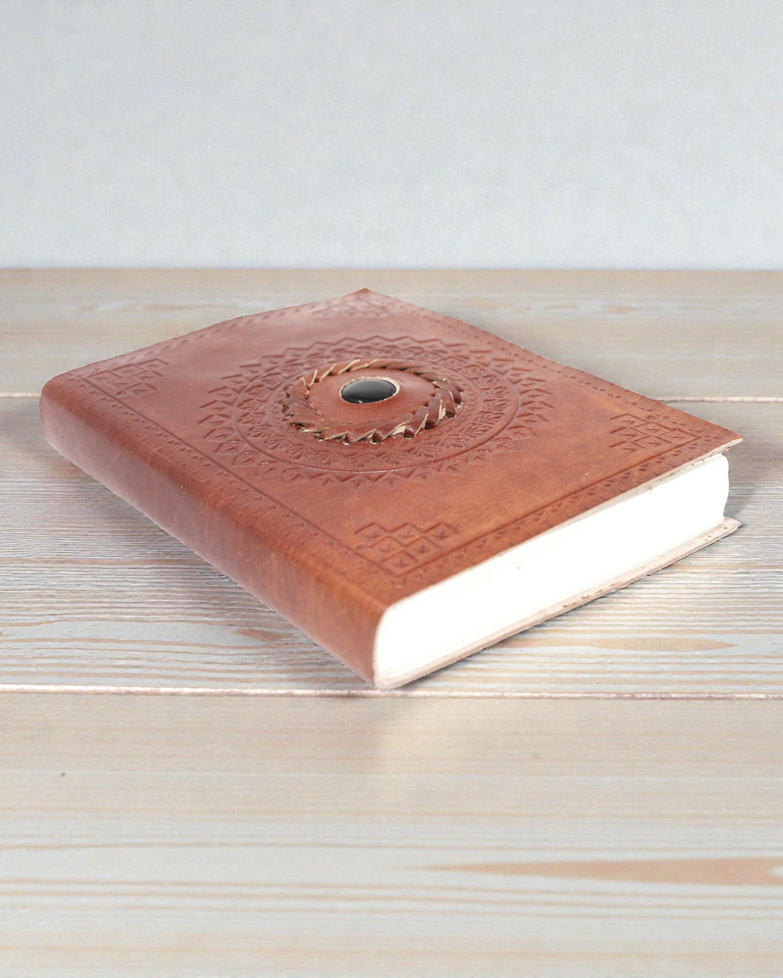 Caderno de notas em couro Ônix Negro 17x12 cm