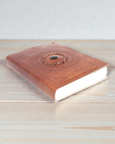 Caderno de notas em couro Ônix Negro 17x12 cm