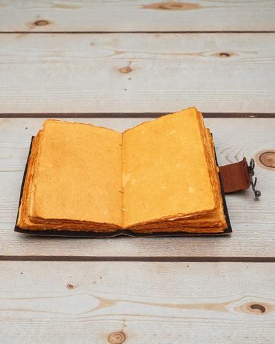 Шкіряний записник «Лотос мандала» з рваним краєм (17,8x12,7 cm)