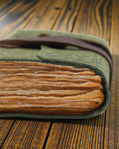 Green Maze senovinio stiliaus – odinė užrašų knygelė su sendintais lapais 12,7 × 8,9 cm