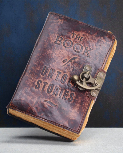 Antiqua Stories – leather notebook with aged pages 15 × 10 cm, The Notes of Untold Stories