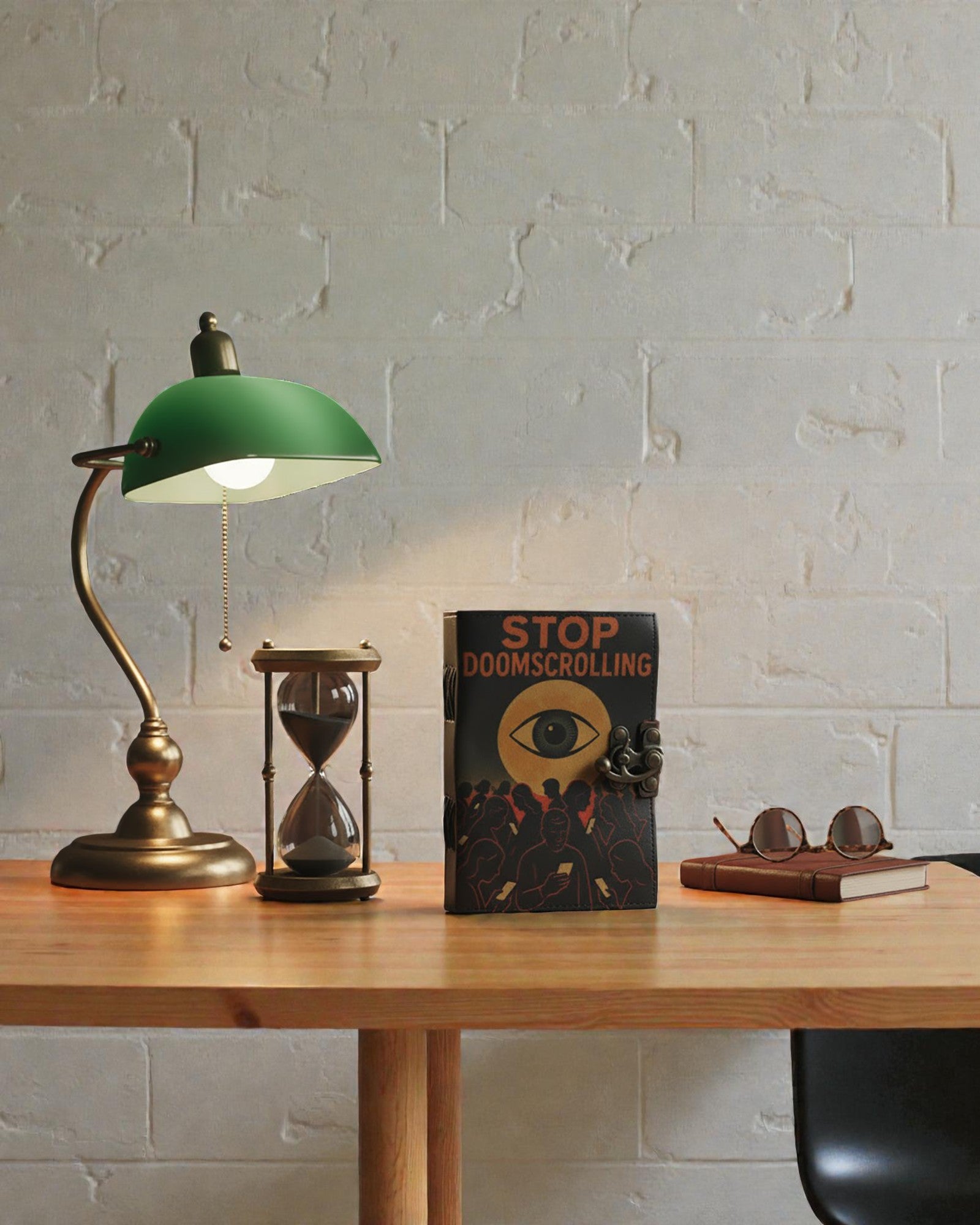 Шкіряний друкований записник – Припини безкінечне гортання поганих новин - 17.8x12.7 cm