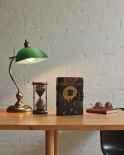 Шкіряний друкований записник – Припини безкінечне гортання поганих новин - 17.8x12.7 cm