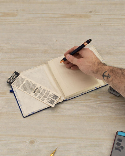 Med Lokta mišrios mėlynos medvilnės užrašinė, didelė (15x12cm) – 45 lapai