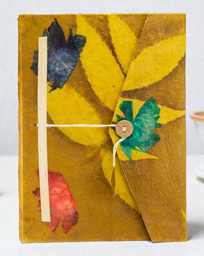 Velký loktový zápisník Odvážné květy – olivový (45 listů, 21 × 15 cm)