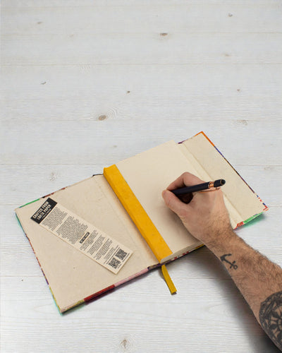 Large Lokta Patchwork Notebook – Multicoloured (45 sheets, 21 x 15 cm)