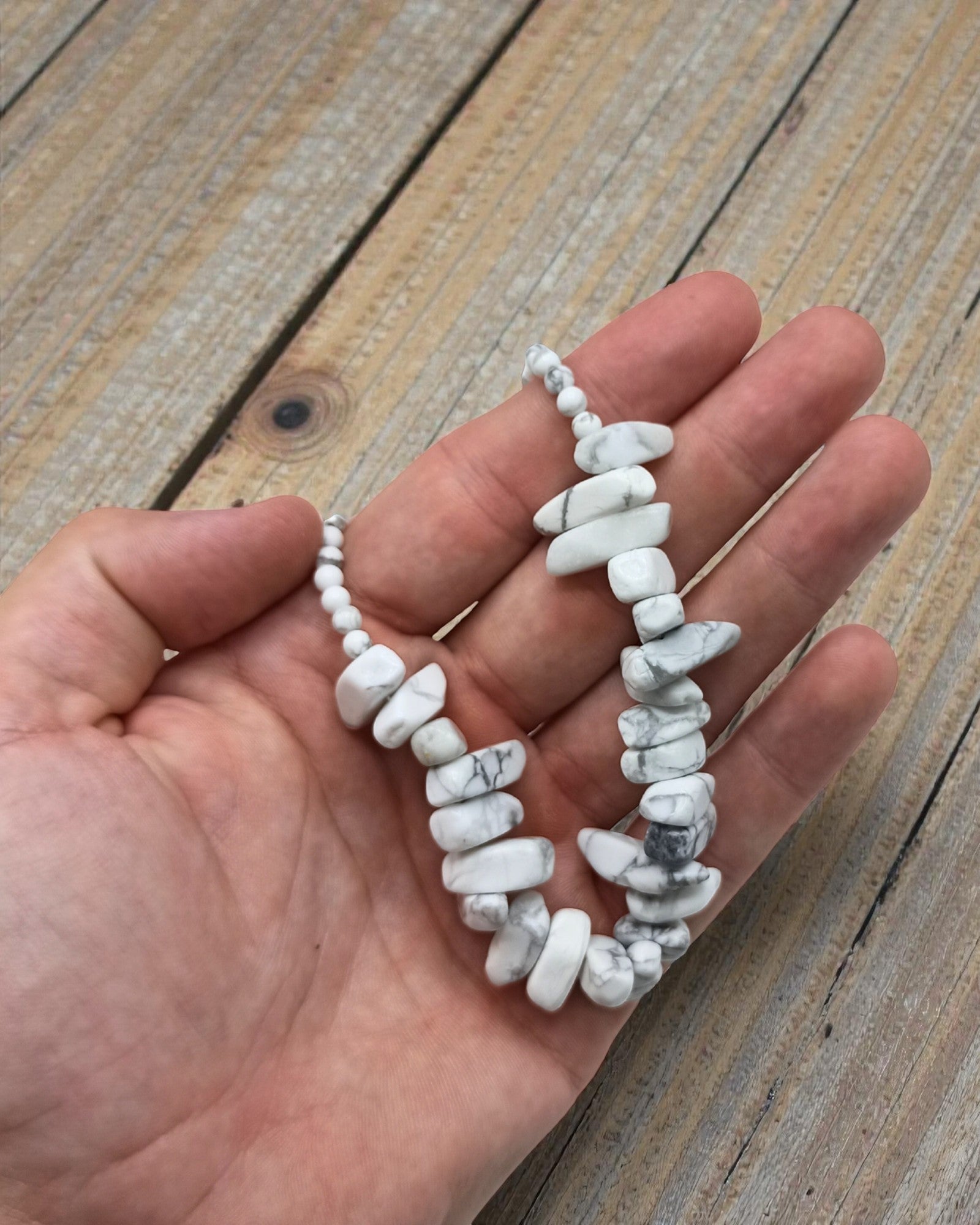 Longstone Gem Necklace - White Jasper