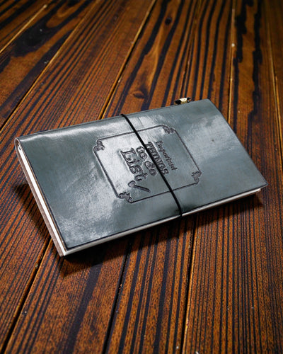 Caderno de couro feito à mão - Coisas importantes a fazer - Cinzento (80 páginas)