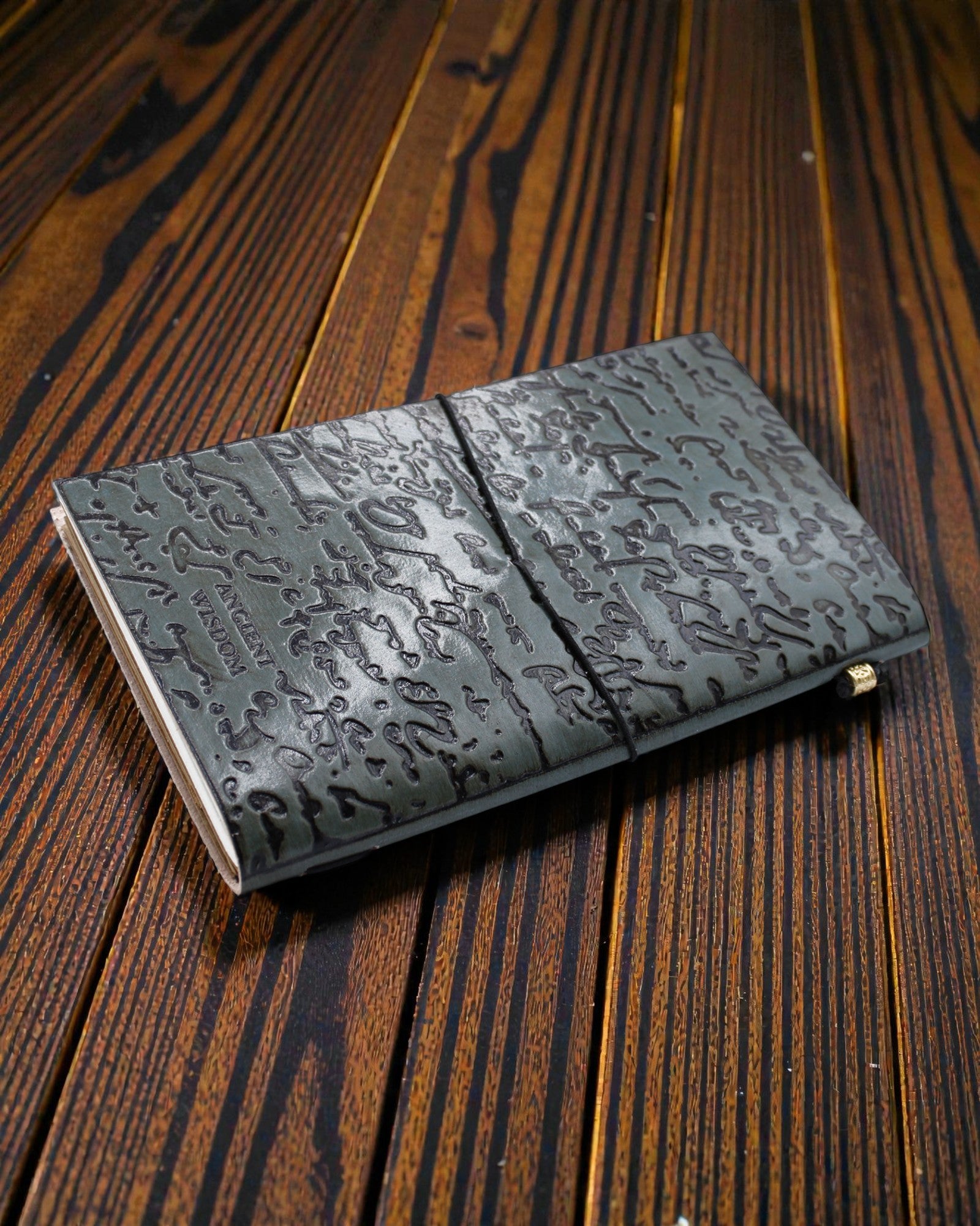 Caderno de couro feito à mão - Coisas importantes a fazer - Cinzento (80 páginas)