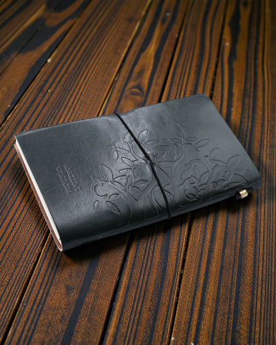 Diário em couro feito à mão - Árvore da Vida - Verde (80 páginas)