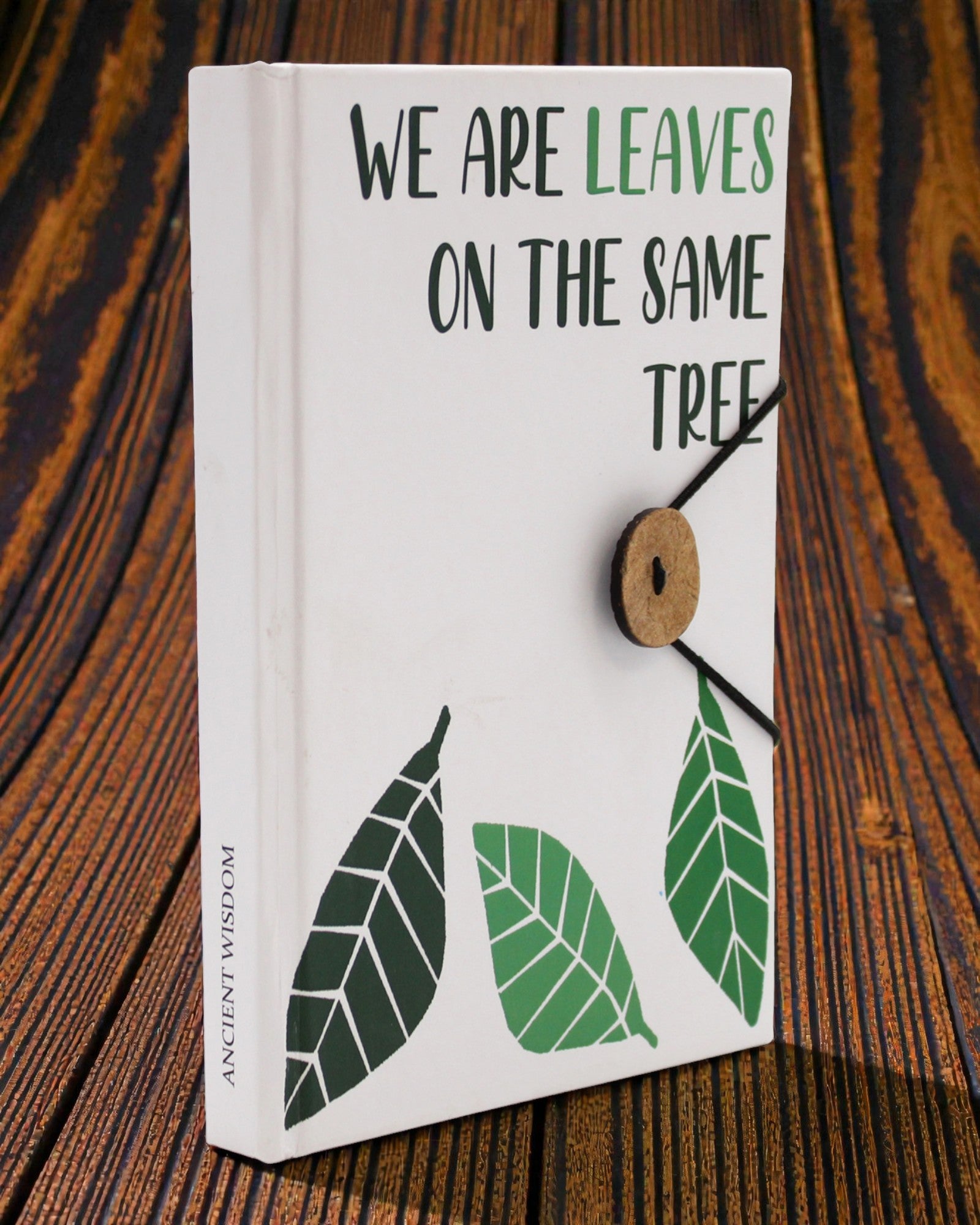 Leaves Together – small notebook with a strap and a coconut button 18 × 12,5 cm, 200 pages