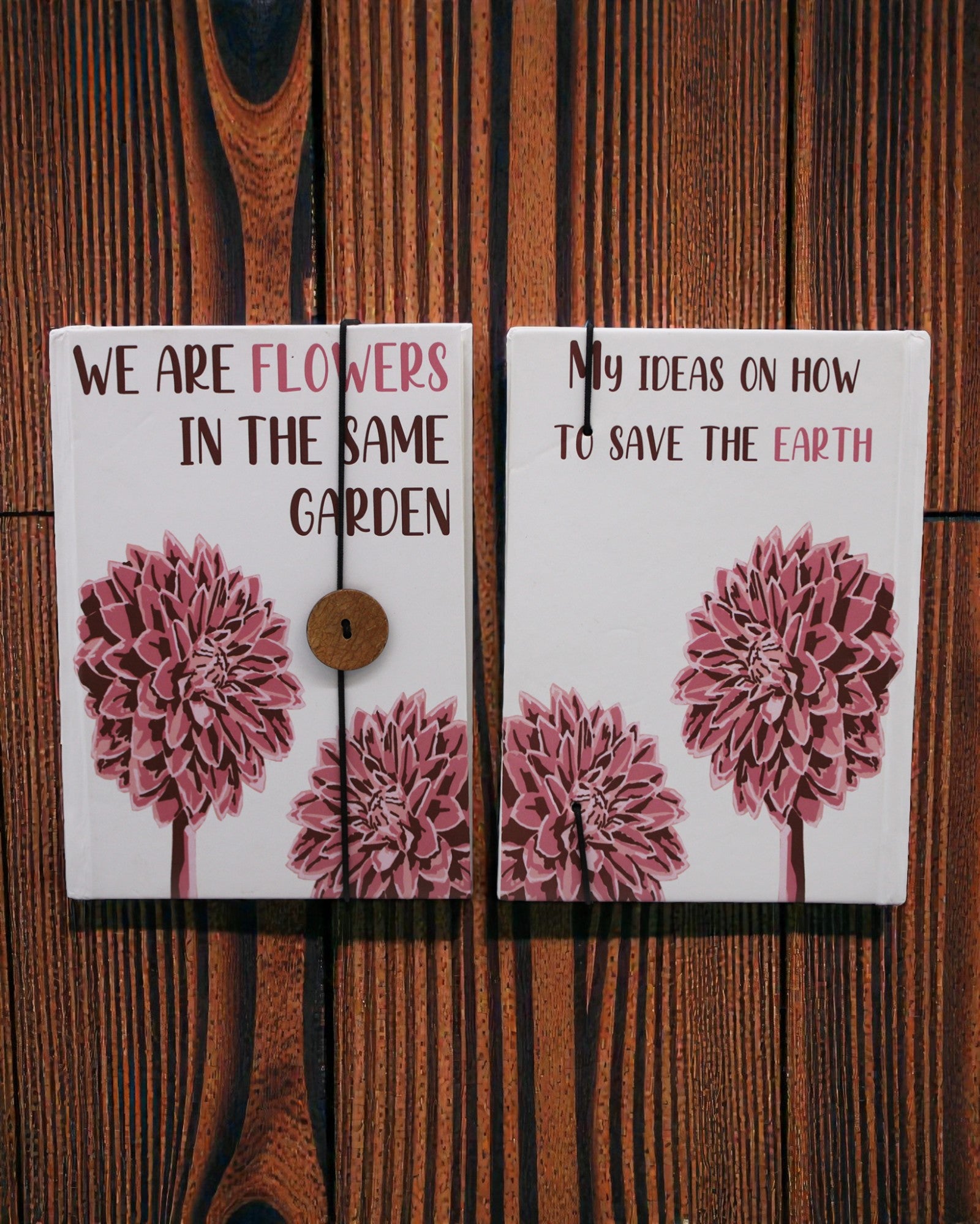 Flowers Together – малий записник зі стрічкою та кокосовим ґудзиком 18 × 12,5 cm, 200 сторінок