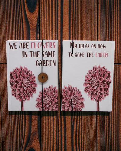 Flowers Together – малий записник зі стрічкою та кокосовим ґудзиком 18 × 12,5 cm, 200 сторінок