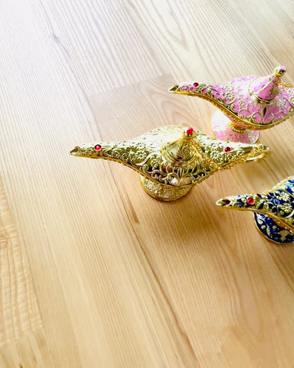 Magic Aladdin Lamp with Engraving Option - Dark Navy Variant, interwoven with gold