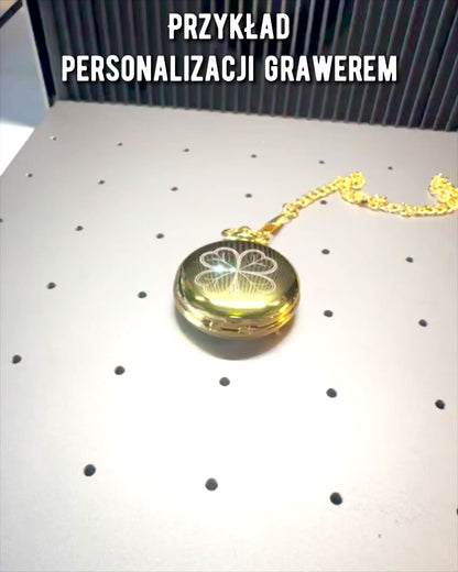 Auksinės spalvos kišeninis laikrodis su graviravimo galimybe