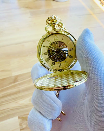 Pocket Watch "Imperial Train", customizable with engraving, gold color