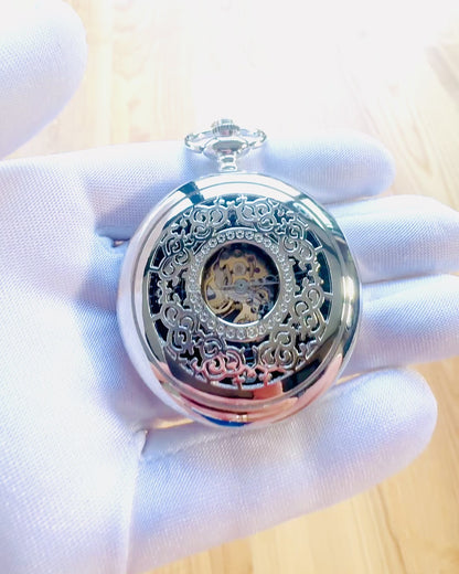 Kabatas pulkstenis "Eterna Elegance", personalizēta dāvana, gravēšana. Sudraba krāsa