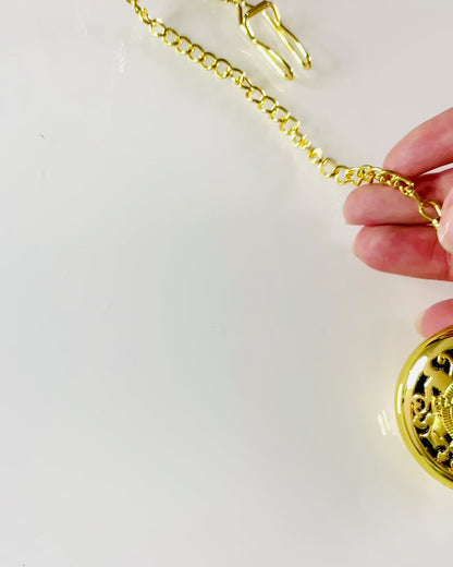 Vintage Style Gold Color Navigation Compass with Decorative Pattern – Equipment for Mountain Adventures and Discoveries. Personalization with Engraving