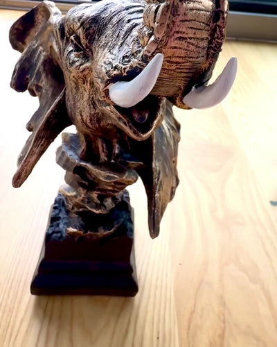 Decorative Statuette "Pride of the Savannah" – Elephant Head Figurine with Engraving Option, as a Gift