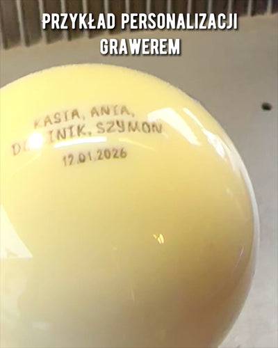 Billiard ball on a brass stand, possibility of personalization with engraving as a gift