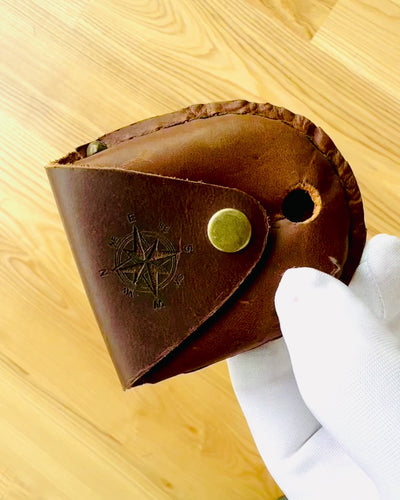 Leather Case "Explorer" - for compact compass or pocket watch - personalization with engraving available