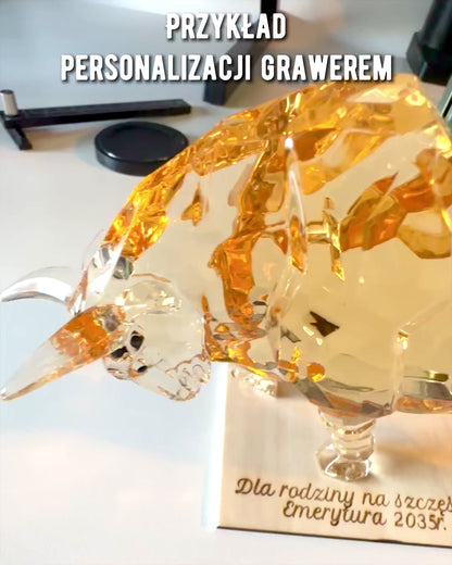 Estátua "Złoty Byk" de Resina, design transparente, possibilidade de personalização