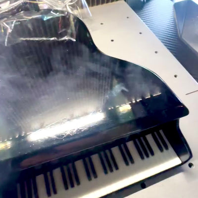 Mini fortepijonas su galimybe personalizuoti graviravimu, juodas, rankų darbo iš balsos, mastelis 1:10, puiki dovana pianistams ir muzikos mylėtojams, aukštis 8 cm