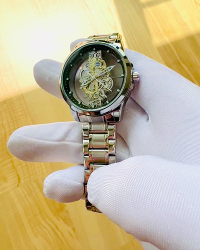 Elegant Men's Watch KIMSDUN Prestige Transparent Mechanism and Sporty Elegance, customizable with engraving