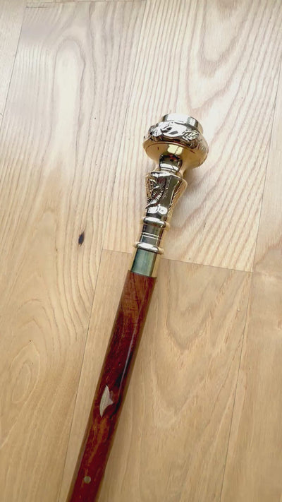 Kompasso Black - Walking Cane - Hand-Carved Wooden - Exclusive Edition with Engraving Option