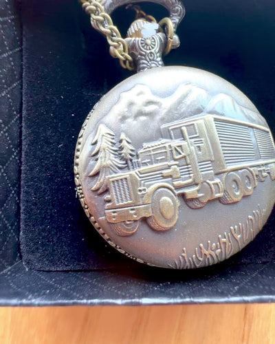 Pocket Watch "Road King" – with Truck Motif, with Engraving, as a Gift