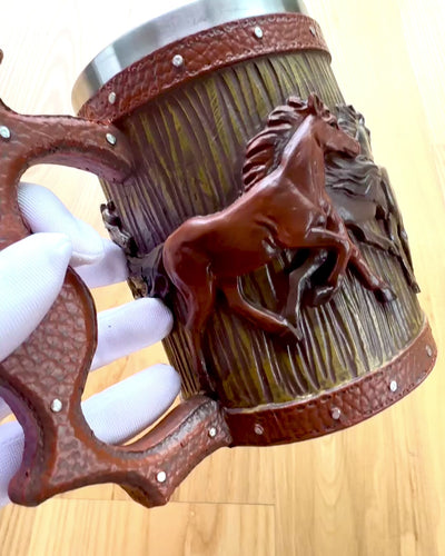 Mug with Horse Motif, 330 ml, customizable with engraving for a gift